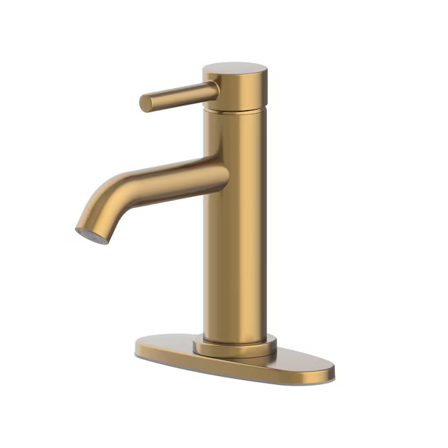 allen + roth Harlow Brushed Gold Single Hole 1-Handle WaterSense Bathroom Sink Faucet with Drain ... | Lowe's