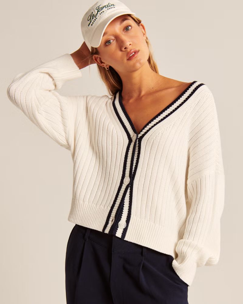 Women's Tipped Cropped Cardigan | Women's New Arrivals | Abercrombie.com | Abercrombie & Fitch (US)