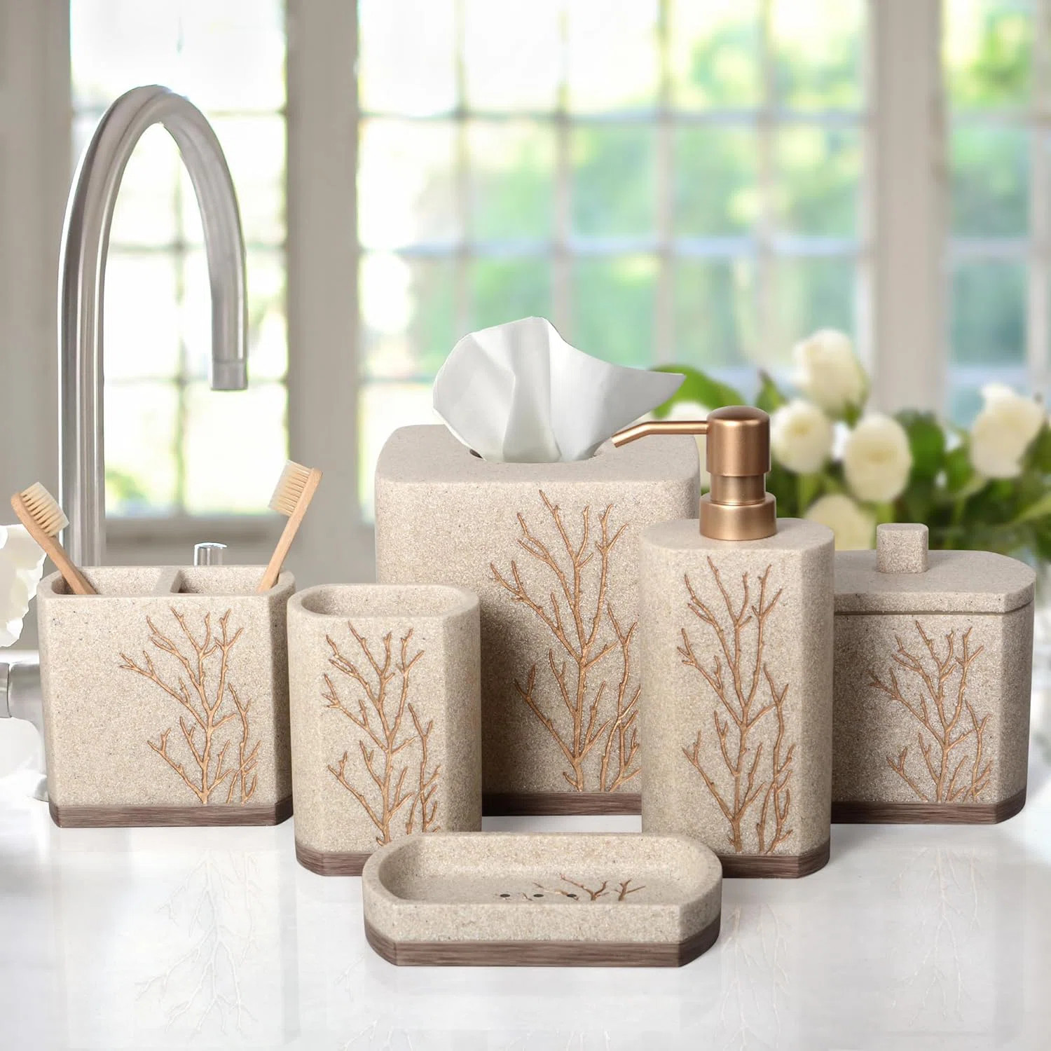 Kent Bathroom Accessories Set – Soap Dispenser, Toothbrush Holder, Tumbler & Tray, Christmas Gi... | Wayfair North America
