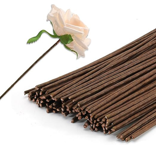 60Pcs Floral Wire, 18 Gauge Flower Wire Wrapped with Paper, 40cm/15.7In Length 3mm/0.12In Diamete... | Amazon (US)