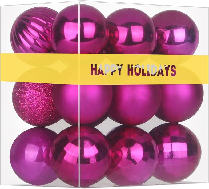 Fuchsia 3.2" Large Christmas Balls - Christmas Tree Decoration Ornaments Shatterproof Hanging Bal... | Amazon (US)