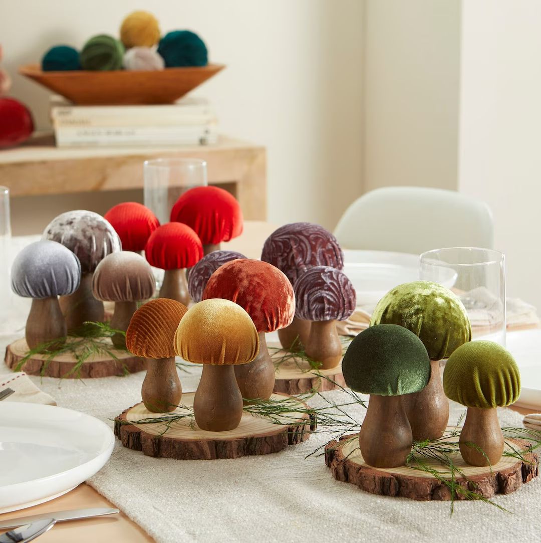 Velvet Mushrooms Set of 3, Nature Home Decor, Modern Rustic Decor, Mushroom Ornament, Best Sellin... | Etsy (CAD)