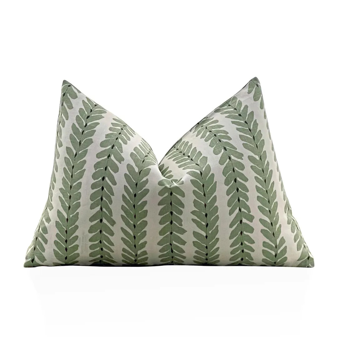 Schumacher Woodperry Pillow Cover in Moss, Green Pillows, Decorative Throw Pillow, Bed Pillows, D... | Etsy (US)