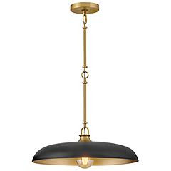 Hinkley Sadie 18"W Lacquered Brass and Black Pendant Light | Lamps Plus
