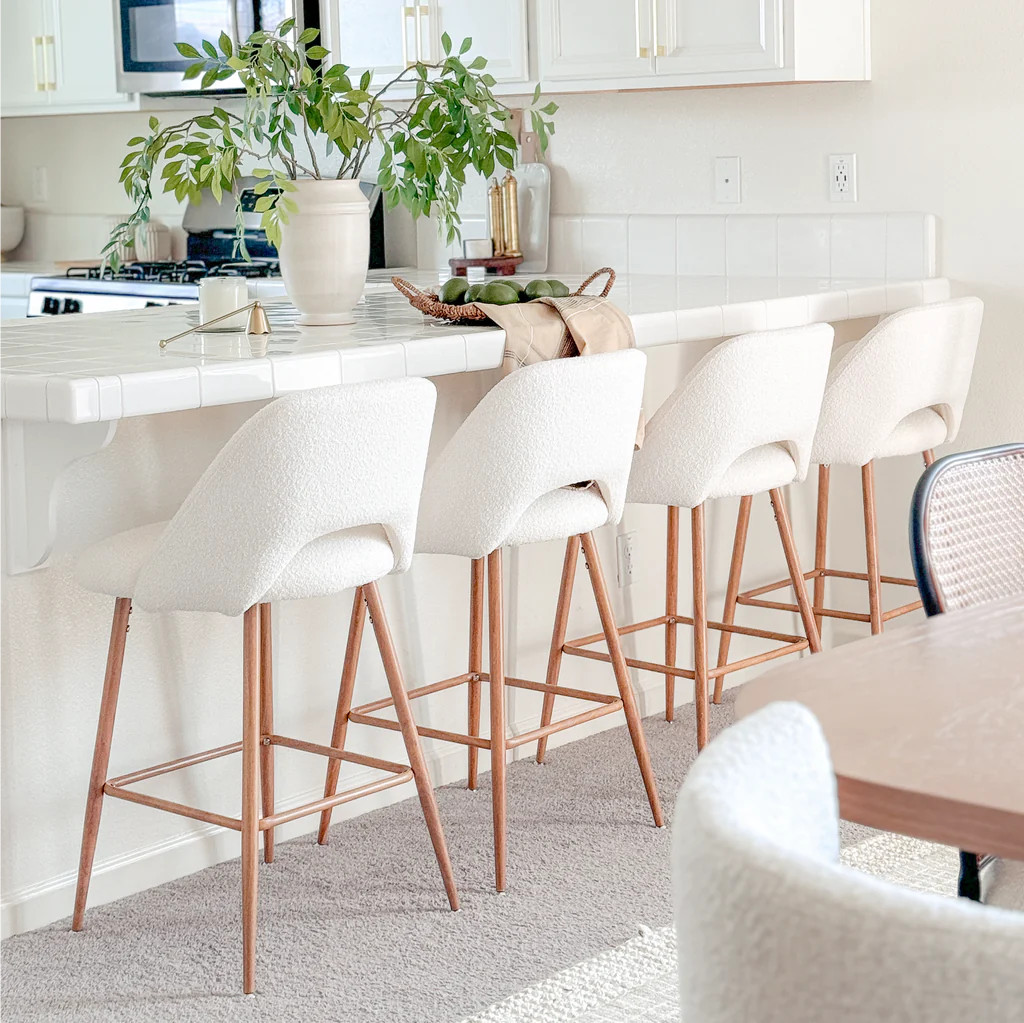 Edwin Boucle Upholstered Counter Stool (Set of 4) | Pop Maison
