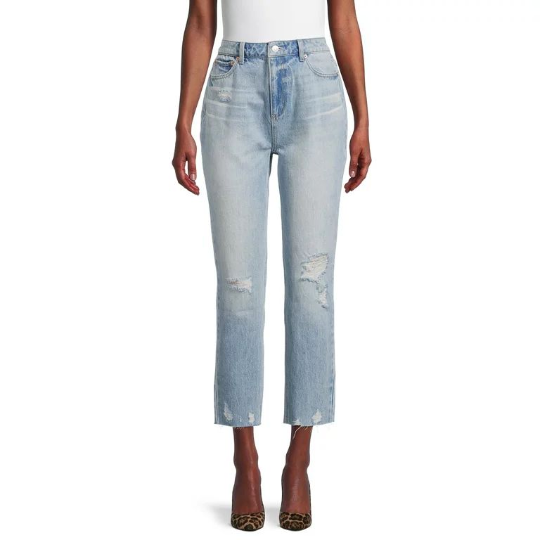 No Boundaries Juniors' High Rise Slim Straight Cropped Jeans | Walmart (US)