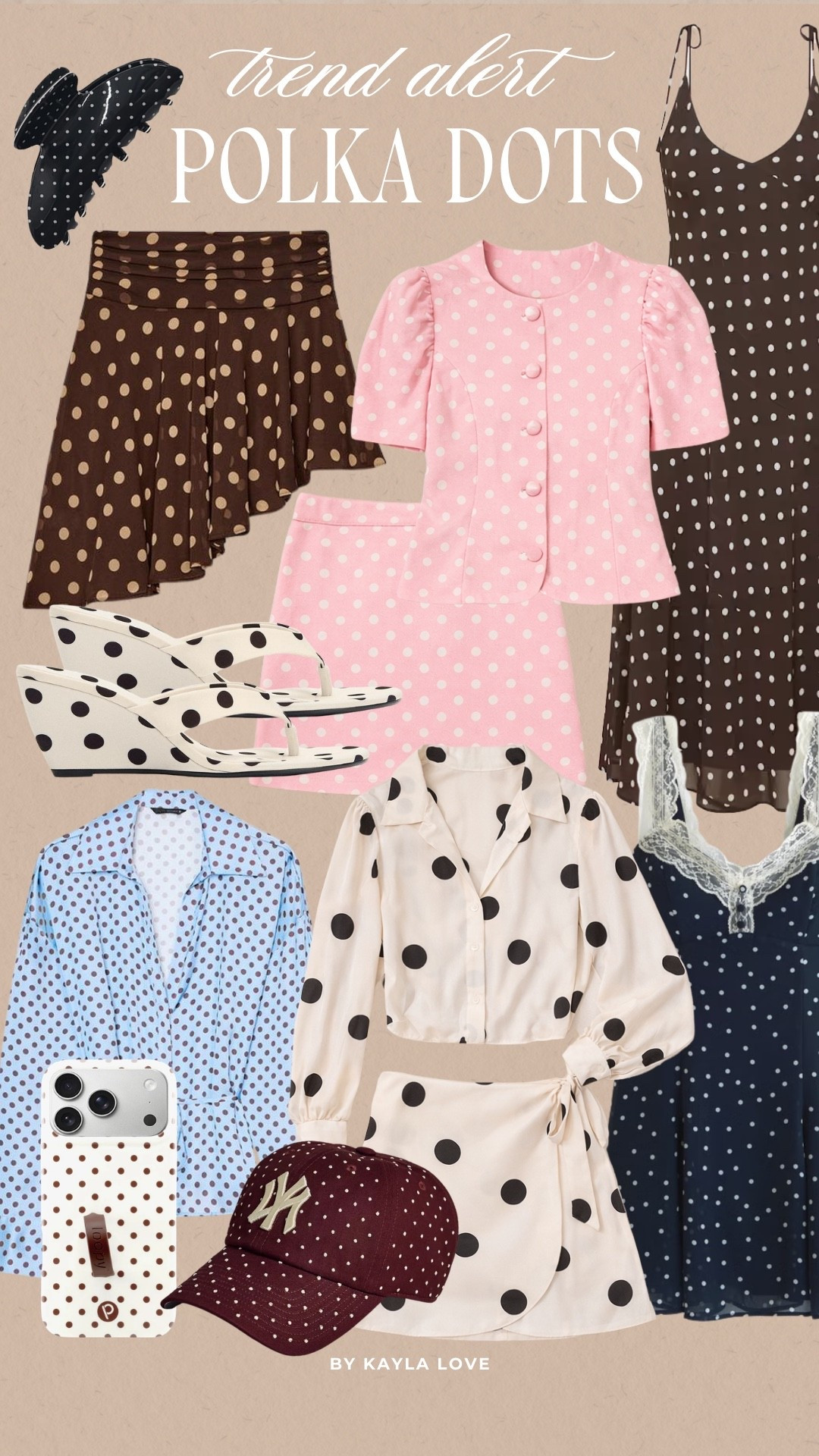 Been loving the polka dot trend! Some standout pieces to me is the cute phone case, baseball hat, and wedge sandals. Perfect for incorporating the trend!

#LTKSeasonal #LTKgrwm #LTKootd