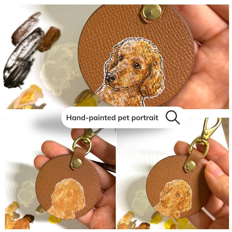 Custom Leather Bag Charm, Hand Painted Bag Charm, Pet Portrait, Purse Charm, Designer Bag Tag, Pe... | Etsy (US)