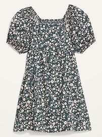 Puff-Sleeve Smocked Floral-Print Mini Swing Dress for Women | Old Navy (US)