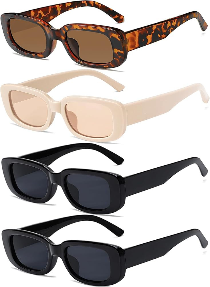 Tskestvy 4 Pieces Retro Vintage Sunglasses Small Square Rectangle 90s Glasses Trendy Y2K for Wome... | Amazon (US)