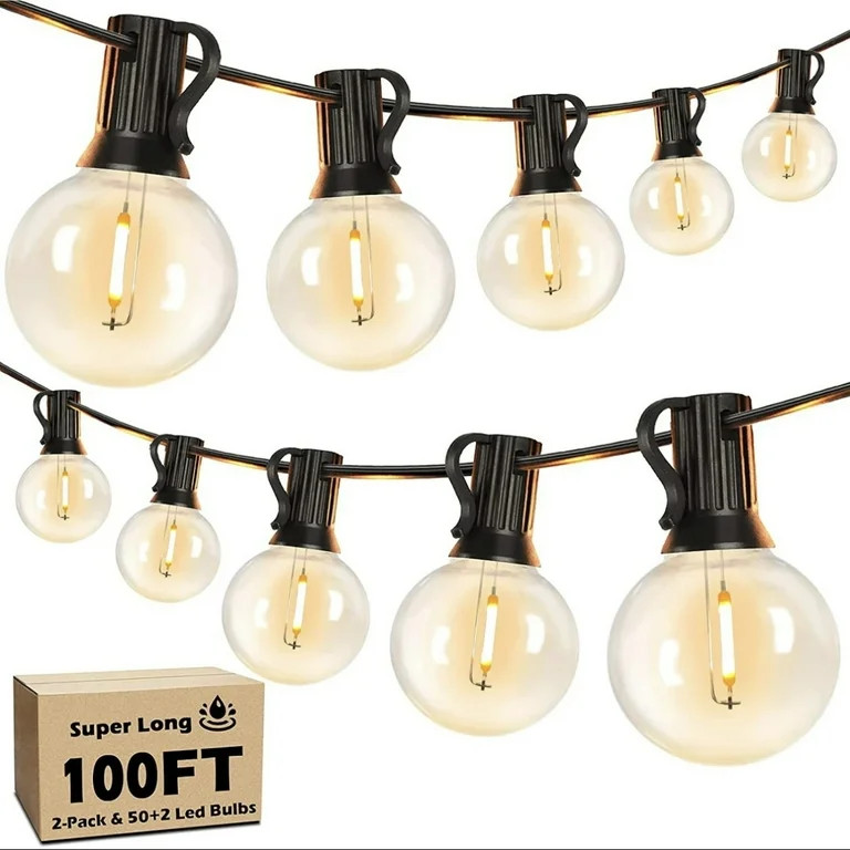 100FT Outdoor String Lights, with 50 G40 Edison Vintage Bulbs, Waterproof for Patio Garden Gazebo... | Walmart (US)