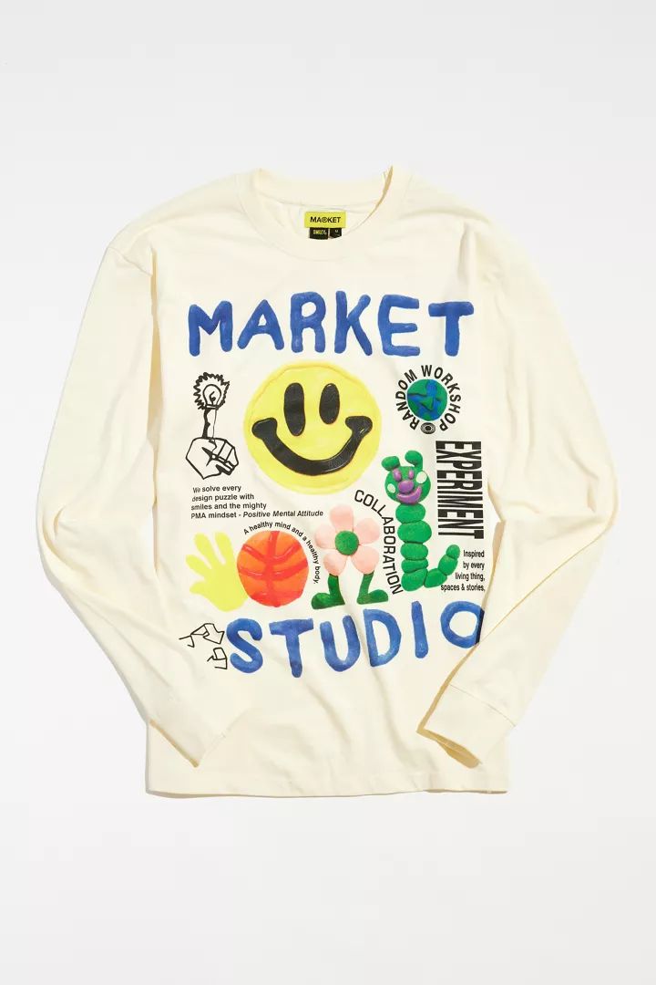 Market X Smiley UO Exclusive Collage Long Sleeve Tee | Urban Outfitters (US and RoW)