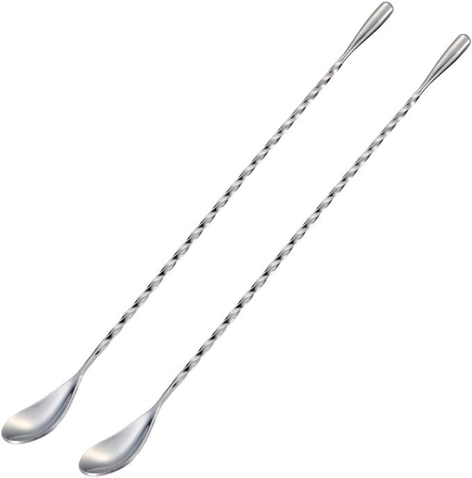 2 Pcs 12 Inches Bar Spoon, Long Handle Mixing Stirrers for Drink, Briout Stainless Steel Bar Cock... | Amazon (US)