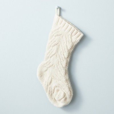 Chunky Cable Knit Stocking Sour Cream - Hearth &#38; Hand&#8482; with Magnolia | Target