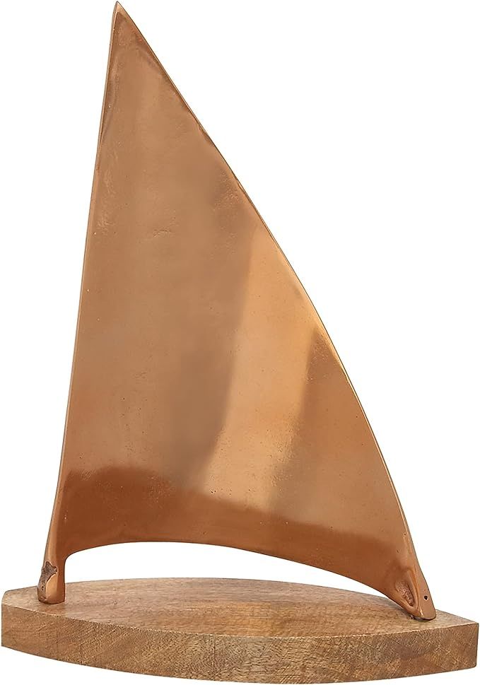 Deco 79 Coastal Aluminum Sail Boat Sculpture, 13" x 5" x 18", Brown | Amazon (US)