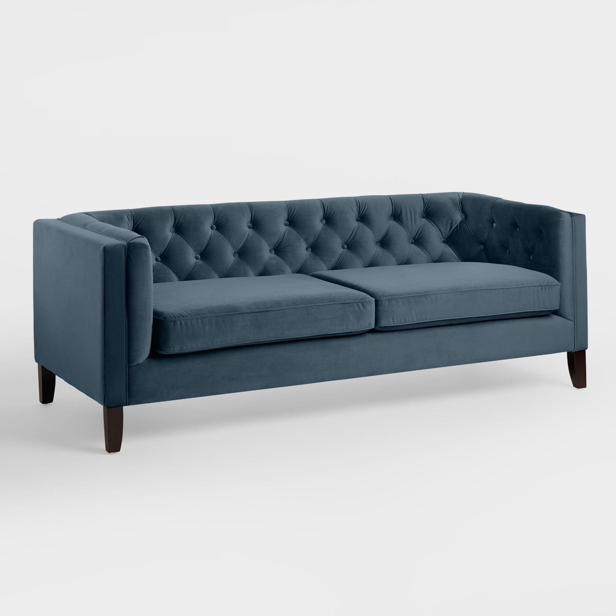 Midnight Blue Velvet Kendall Sofa - Fabric by World Market | World Market