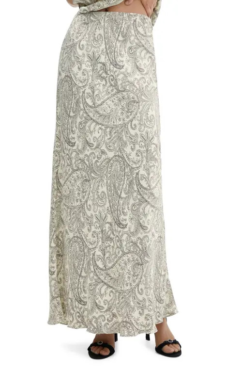 MANGO Paisley Print High Waist Maxi Skirt in Ivory at Nordstrom, Size Small | Nordstrom