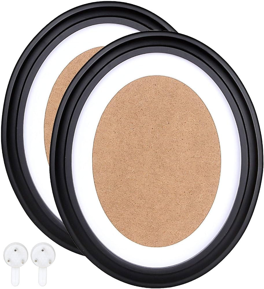 2 Pack Black Oval Picture Frames, 8"x10" Photo Picture Frames, Classic Oval Wood Oval Frames with... | Amazon (US)