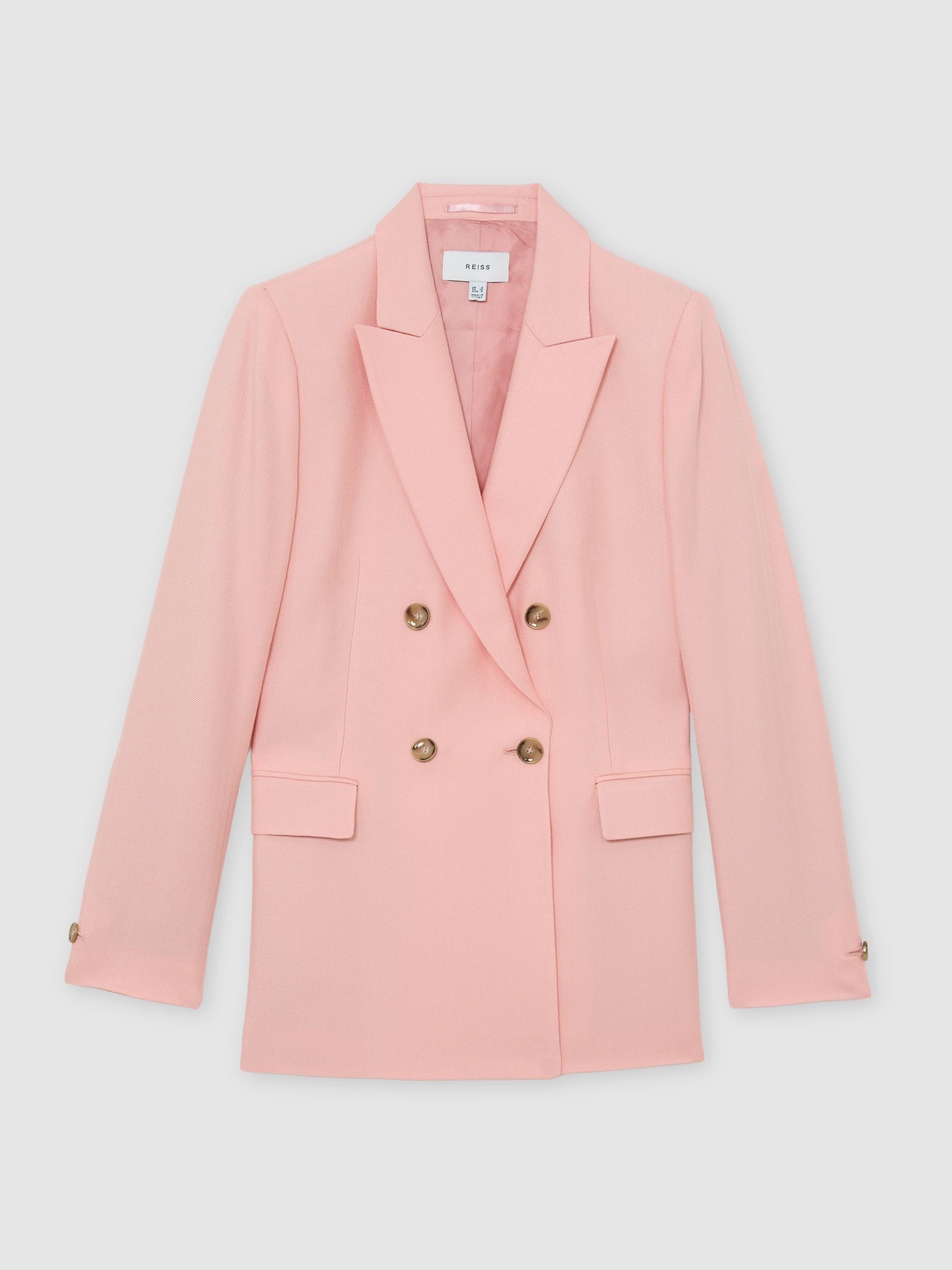 Reiss Double-Breasted Peak-Lapel Suit Jacket in Pink | REISS | Reiss US
