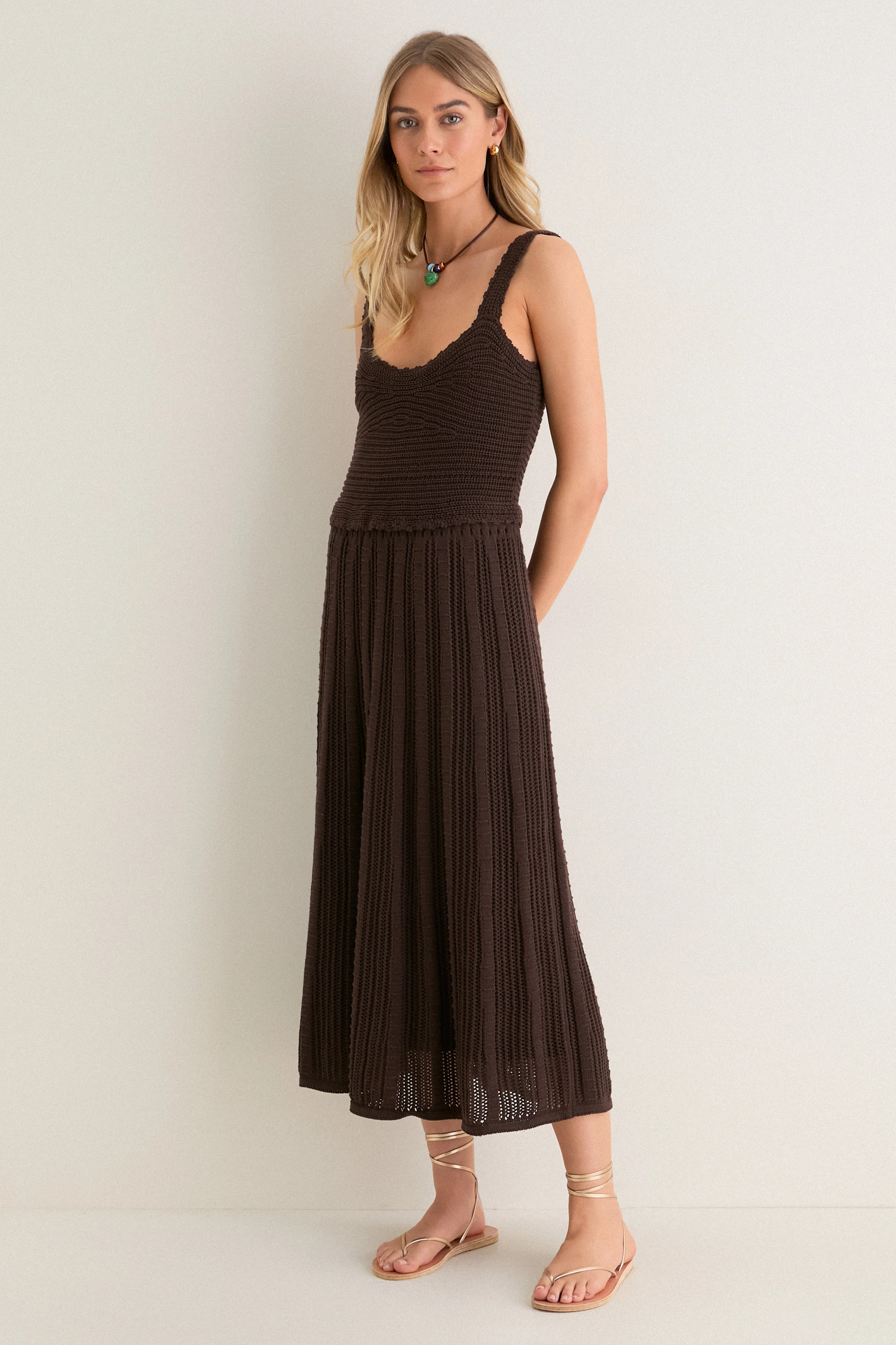 Chocolate Brown Knit Anne Midi Dress | Tuckernuck (US)