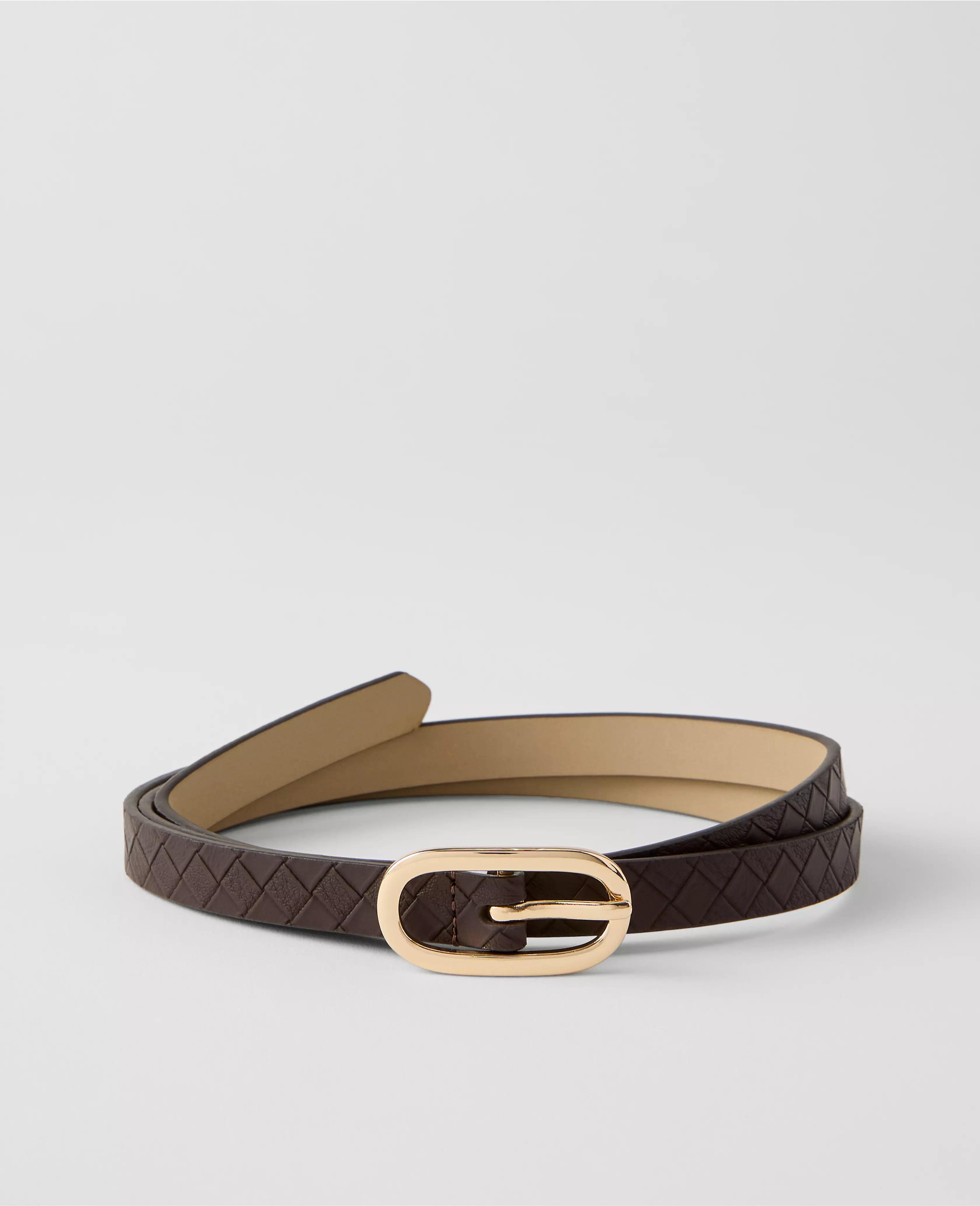 Skinny Woven Leather Belt | Ann Taylor