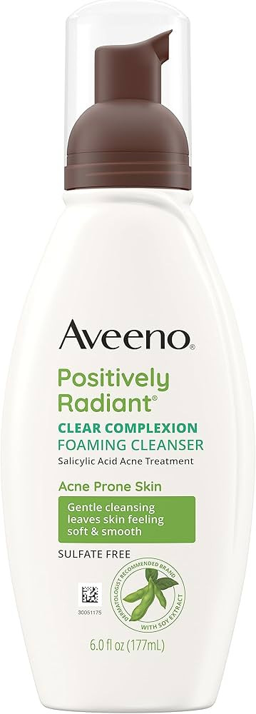 Aveeno Clear Complexion Foaming Oil-Free Facial Cleanser with Soy Extract & 0.5% Salicylic Acid, ... | Amazon (US)