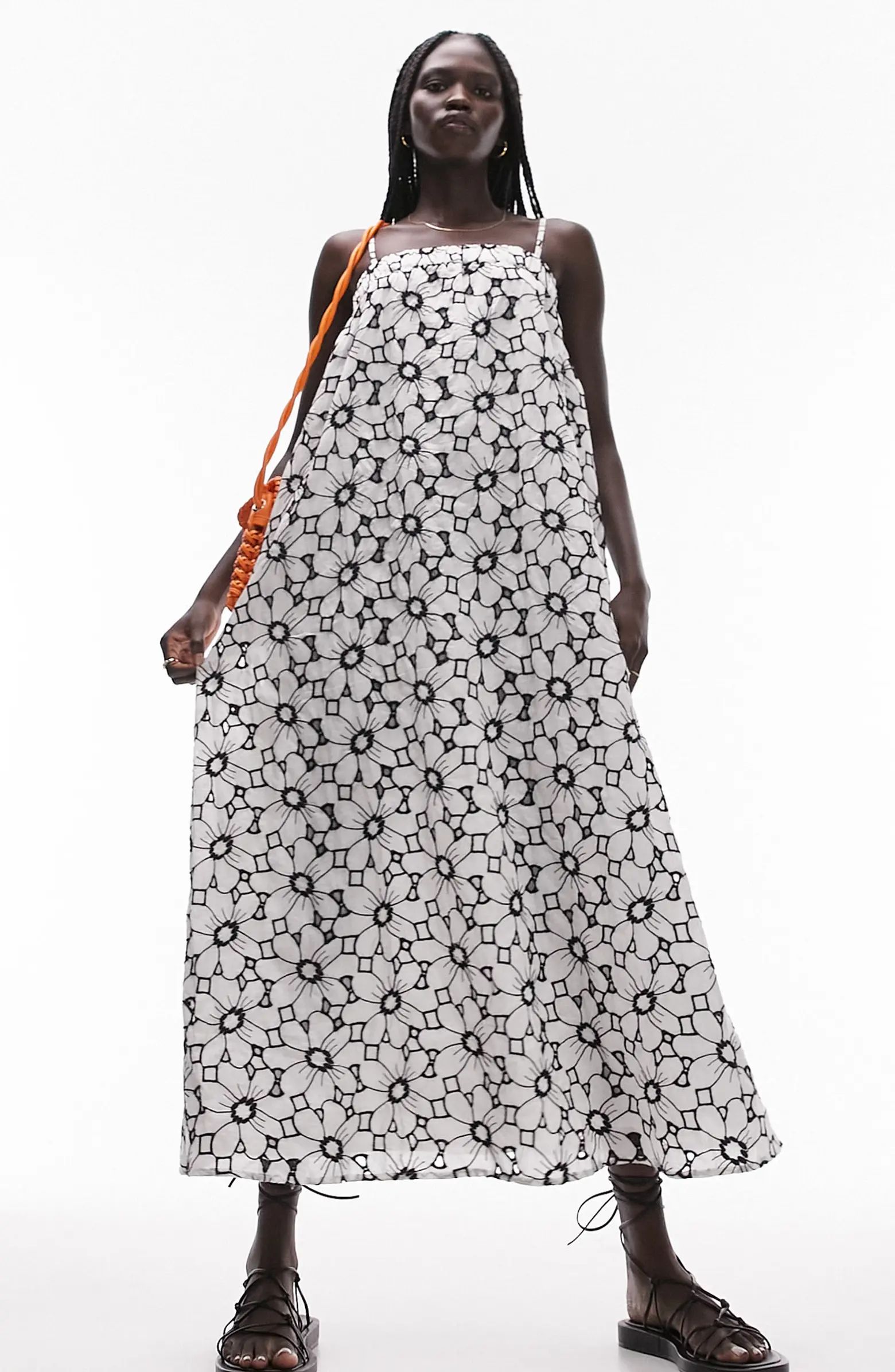 Floral Embroidered Swing Midi Sundress | Nordstrom