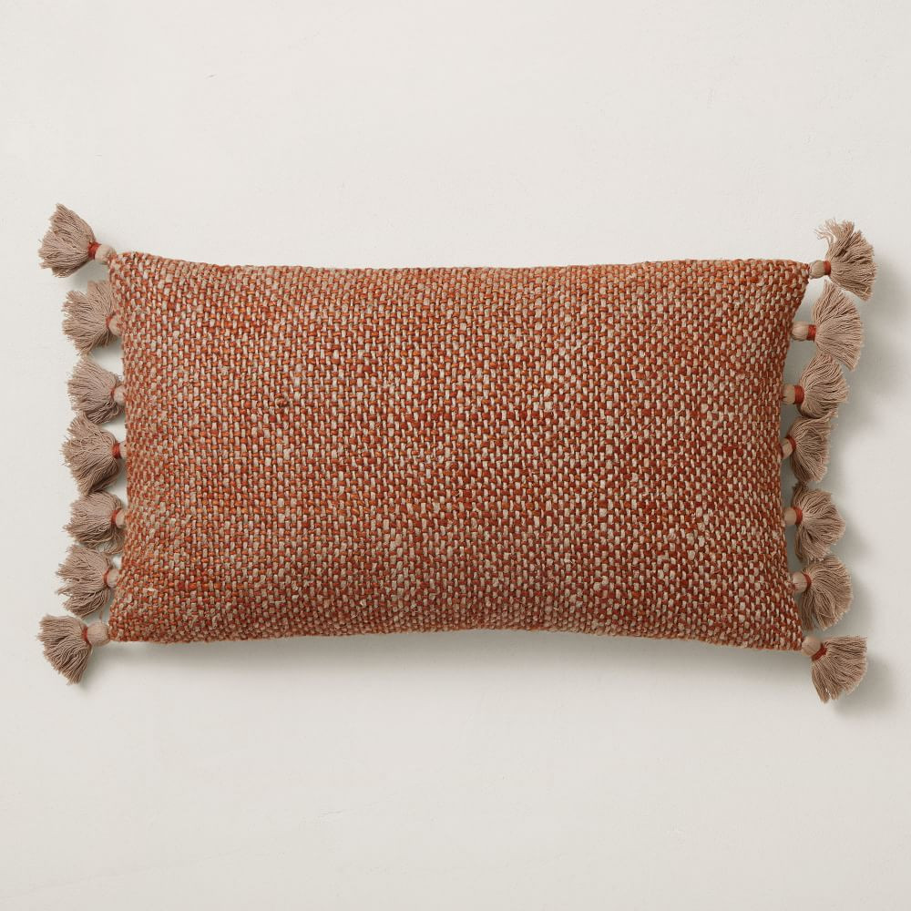 Two-Tone Chunky Linen Tassels Pillow Cover | West Elm (US)