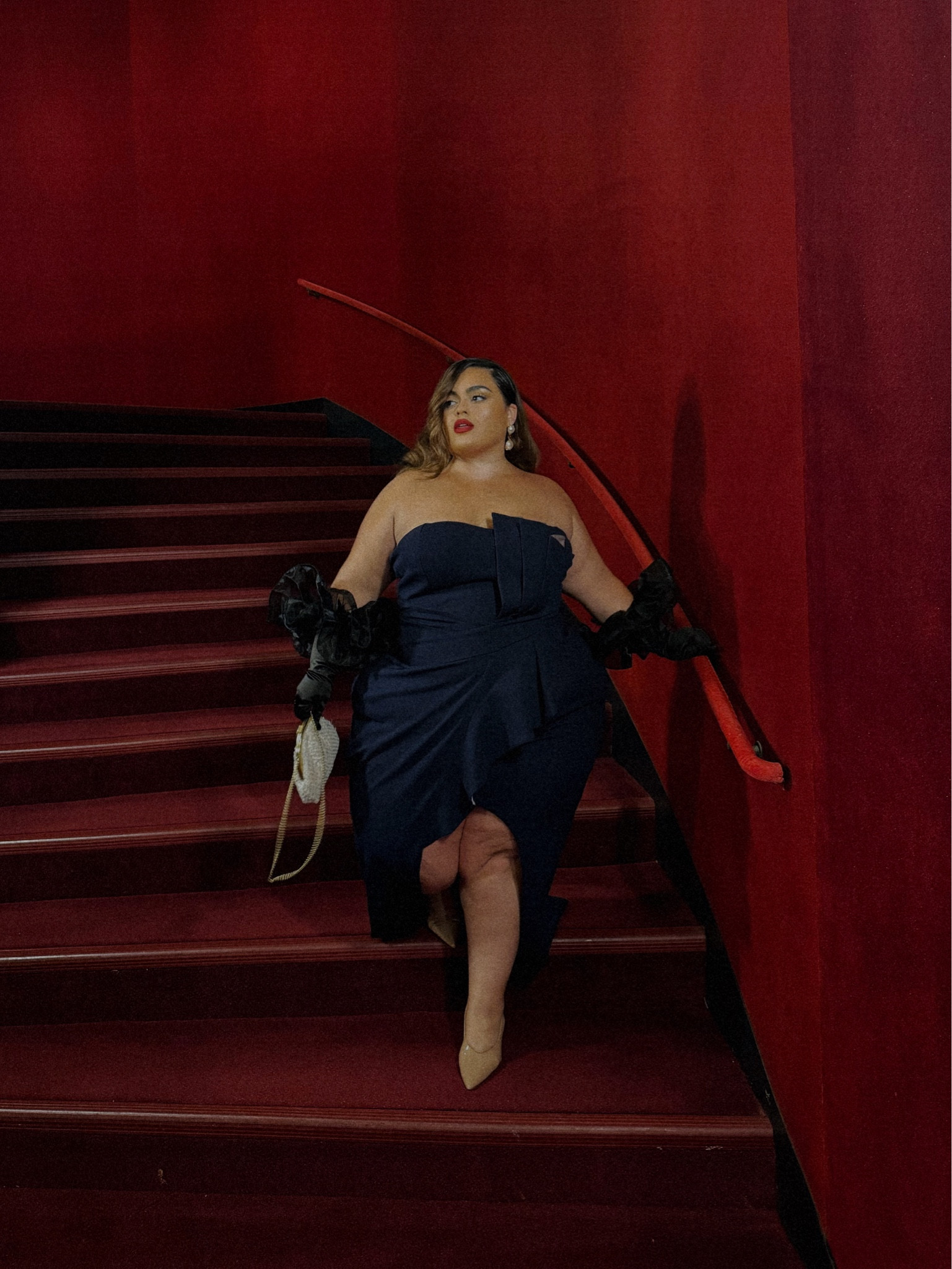 Holiday slay mode: activated! 💃🏽✨ Serving classic glam with a little edge in this navy look, because why not be the main character at every holiday party? From the gloves to the nude heels, it’s all about those ‘I didn’t come to play’ vibes. Who else is bringing extra this season? #HolidayFitCheck #LTKCurves #MainCharacterEnergy

#LTKSeasonal #LTKHoliday #LTKPlusSize