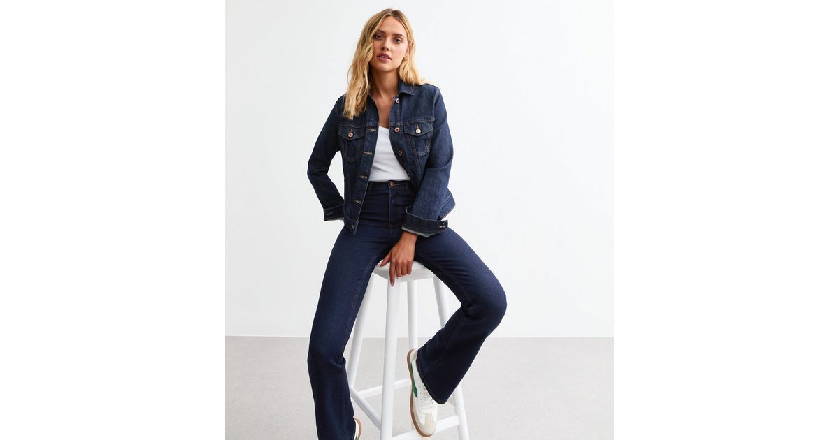 Navy Waist Enhance Quinn Bootcut Jeans | New Look | New Look (UK)