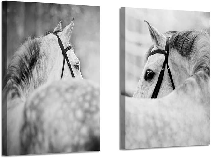 White Horse Pictures Wall Art: Equine Portrait Painting Canvas Print for Living Room Office (12''... | Amazon (US)