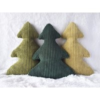 Corduroy Christmas Tree Pillow Green Holiday Decor | Etsy (US)