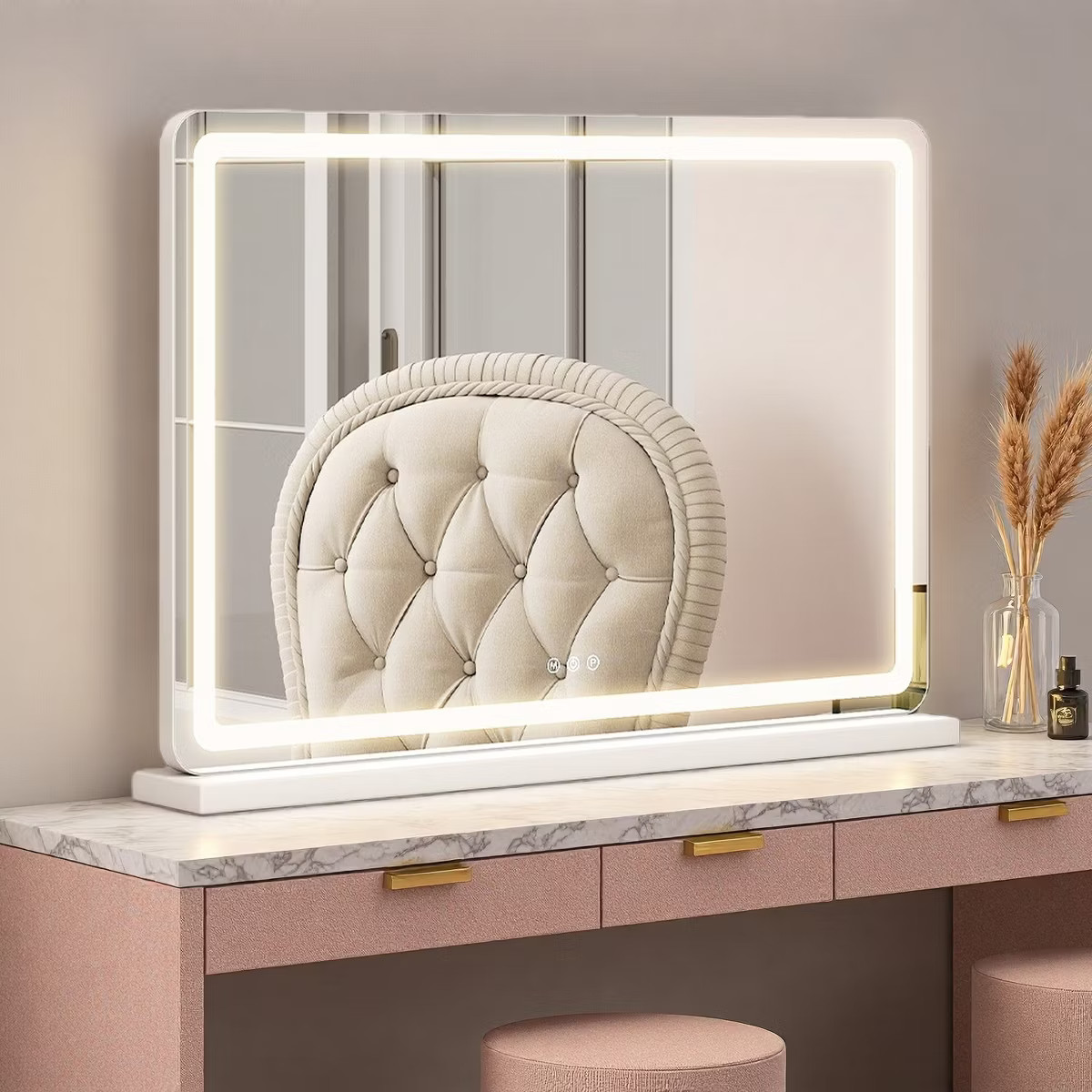 FONTOI 22"x19" Vanity Mirror with Adjustable Lighting and Touch Screen Control Square Design for ... | Target