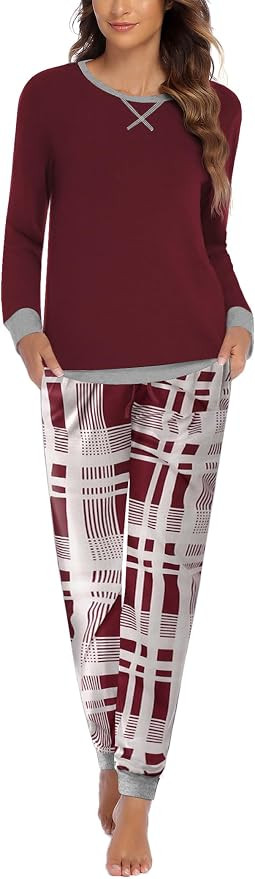 Ekouaer Pajamas For Women Comfy Long Sleeve Jogger Set Lounge Pjs Set With Pockets | Amazon (US)