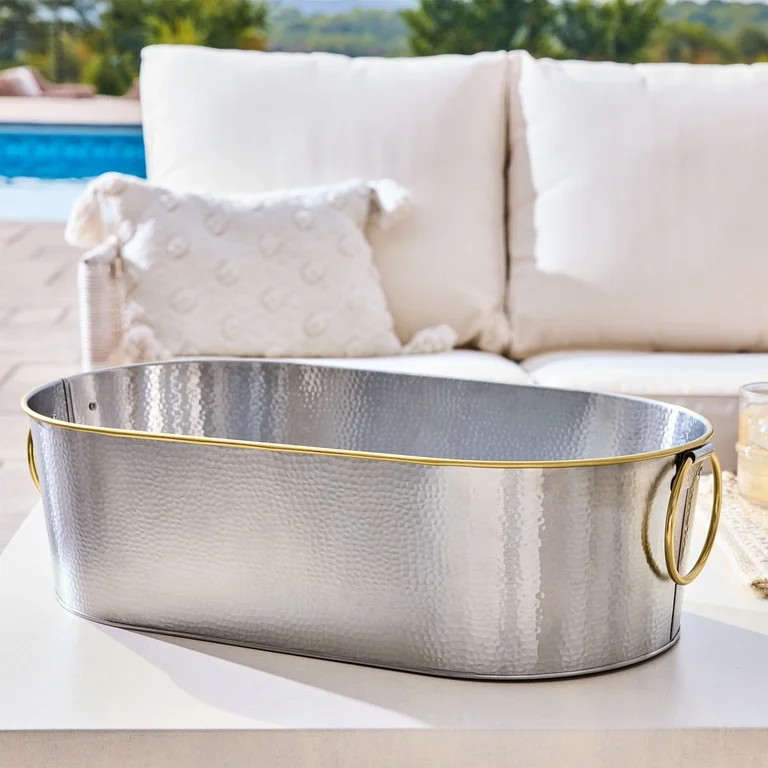 Better Homes & Gardens Stainless Steel Hammered Oval Tub, 20.27 in x 11.22 in | Walmart (US)