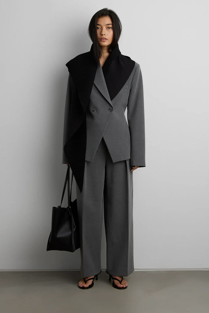 WIDE LEG TROUSER WITH DOUBLE BELT DETAIL | OAK + FORT