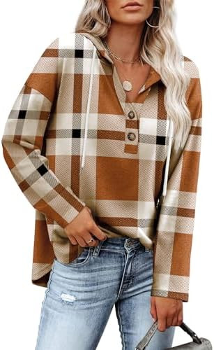 RUMIA Womens Tops V Neck Button Sweatshirt for Women Pullover Long SLeeve Shirts Fall Outfits 202... | Amazon (US)
