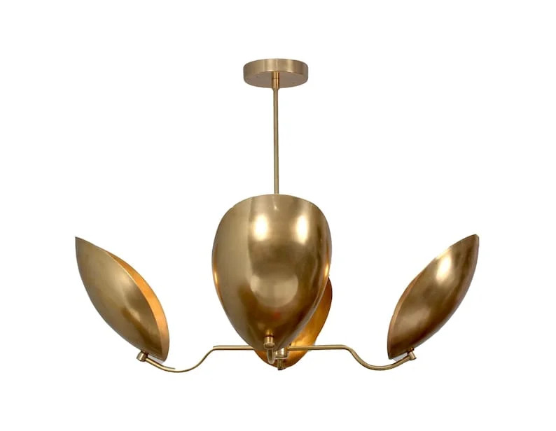 4 Light Curved Shades Pendant Mid Century Modern Raw Brass Sputnik chandelier light Fixture | Walmart (US)