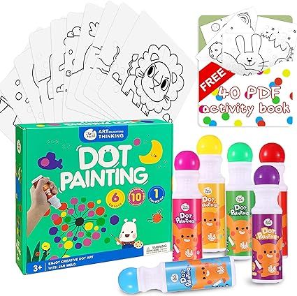 Jar Melo Washable Dot Markers Kit; 6 Colors Dot Paint Markers 2.1 fl.oz, Dot Art Marker, Non-Toxi... | Amazon (US)
