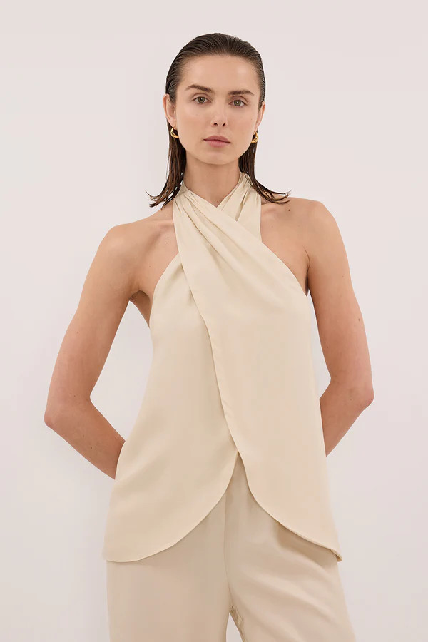 ADDIE STRAW CUPRO HALTER TOP - PRE ORDER | DISSH