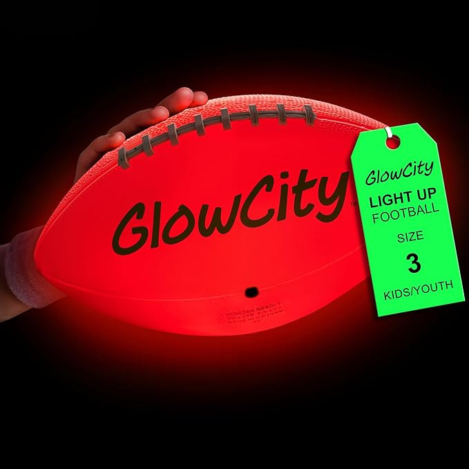 GlowCity Glow in The Dark Football - Size 3/6 Light Up Ball Gifts for Kids, Junior & Teens - Brig... | Amazon (US)