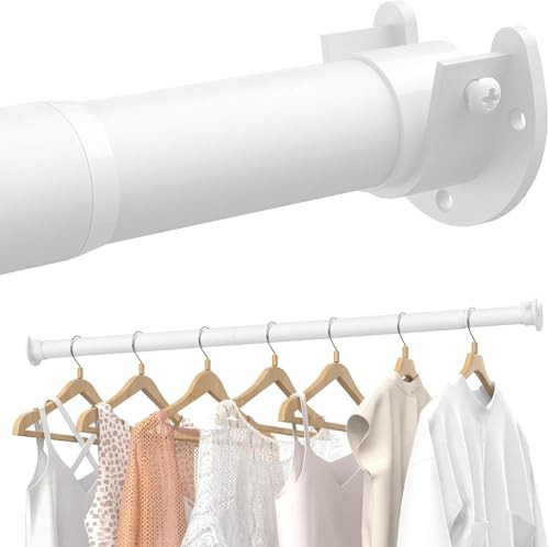 Supforce 3 PACK Closet Rods for Hanging Clothes, 17 to 28 Inches Stepless Adjustable Metal Closet Rod, 1.3 Inches Heavy Duty Clothes Hanging Rod for Closet Wardrobes Laundry RV, White | Amazon (US)