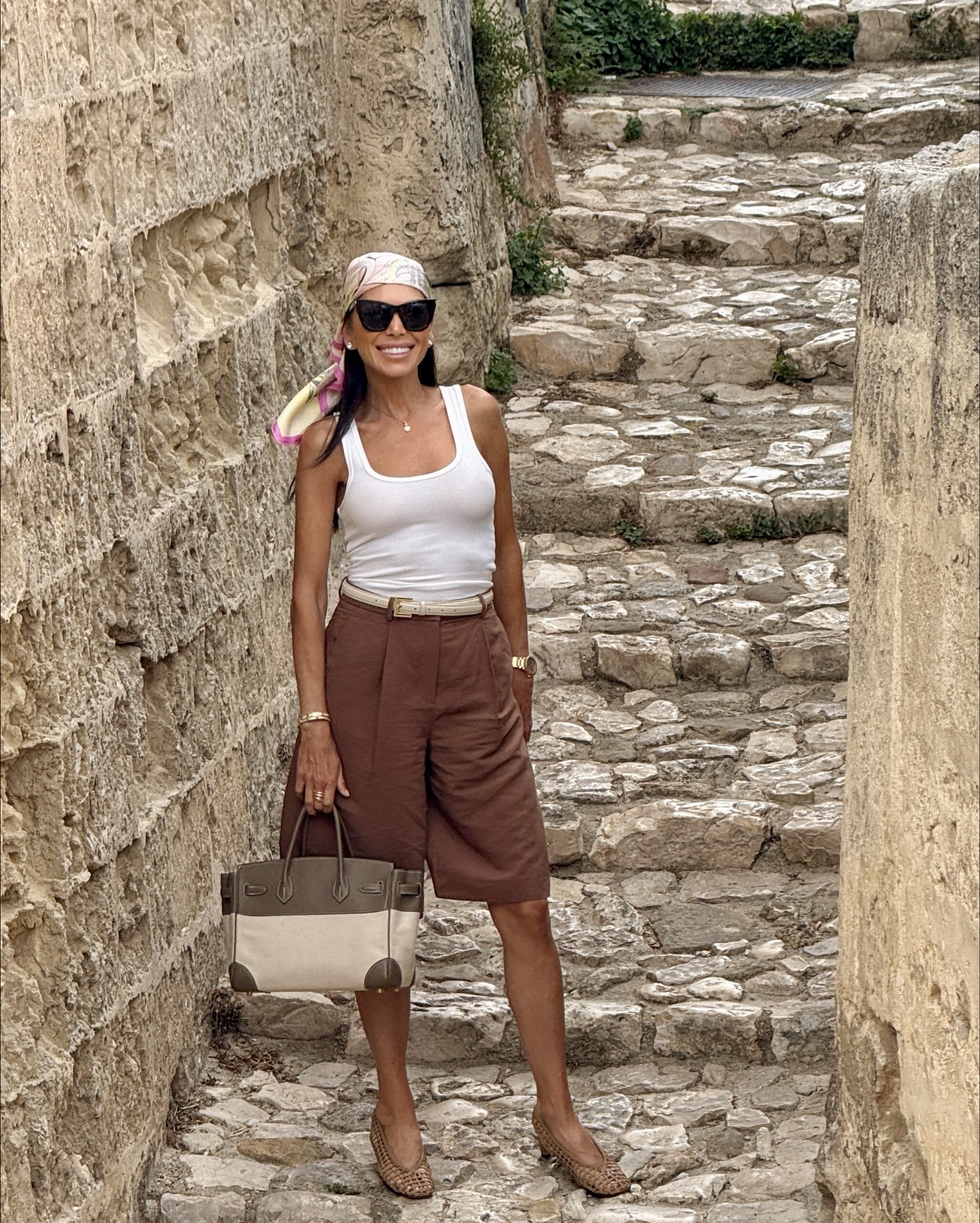 Strolling through cobblestone streets and exploring new Italian places—this is my kind of summer day. I kept it light and airy with easy shorts and a simple tank, then added a silk scarf for that effortless Italian touch. It’s all about mixing highs and lows—elevated, but never overdone.

☀️ Summer staples, styled simply
🧣 Silk scarf = instant polish

#italiansummer

#LTKTravel #LTKShoeCrush #LTKPetite