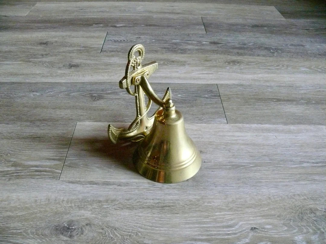 Brass Ship Anchor Bell, Vintage Nautical Wall Mount Door Bell for Porch or Entryway - Etsy | Etsy (US)