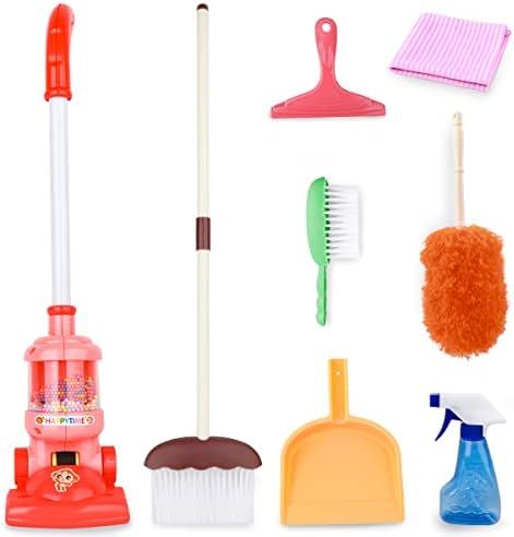 Meland Kids Cleaning Set - 8Pcs Toddler Broom and Cleaning Set with Toy Vacuum Cleaner, Pretend P... | Amazon (US)