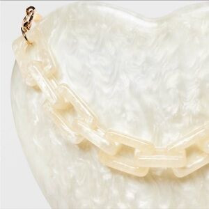 A New Day-Cream Acrylic Shell, Chain Strap, Hardside Design, Pearl Heart Mini | Poshmark