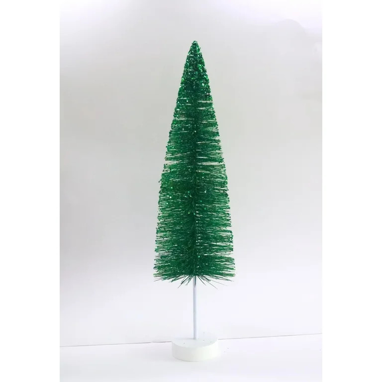 Traditional Green Glitter Bottle Brush Tree Outdoor Decor, 32 in, by Holiday Time | Walmart (US)