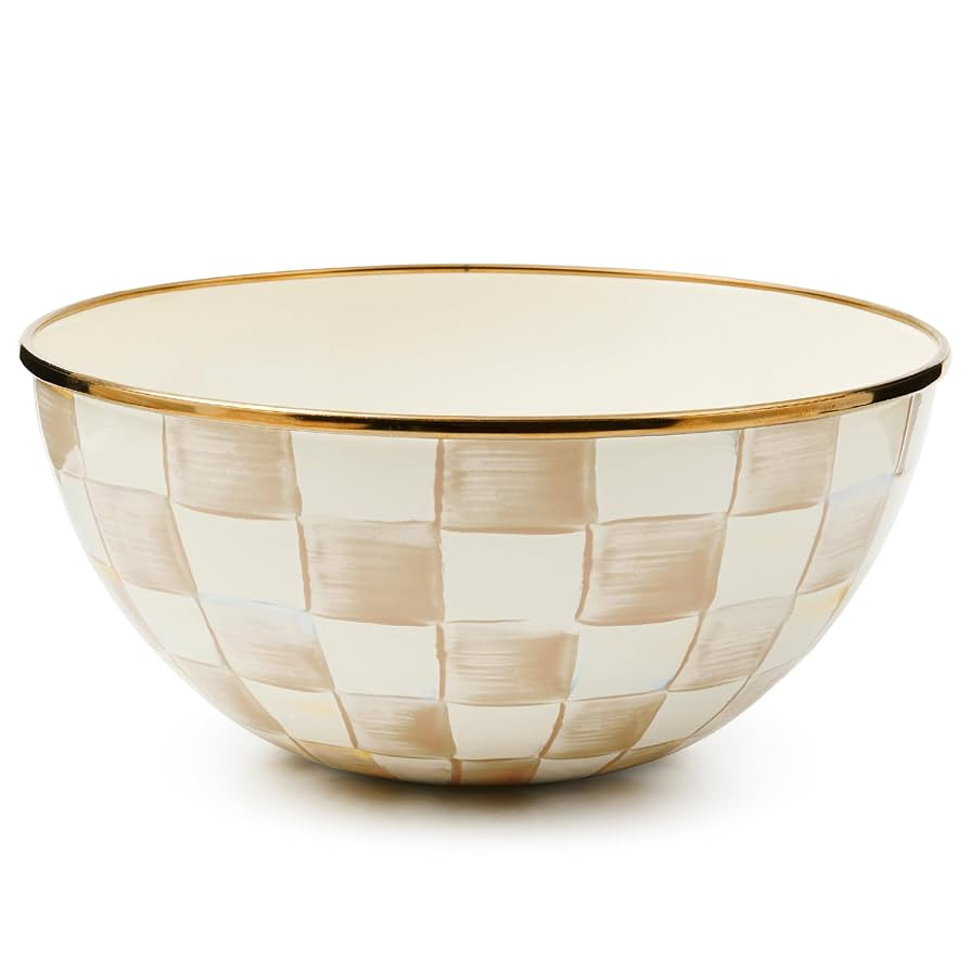 MACKENZIE-CHILDS Enamel Everyday Bowl, Serving Bowl for Entertaining, Small, Brown-and-White Moch... | Amazon (US)