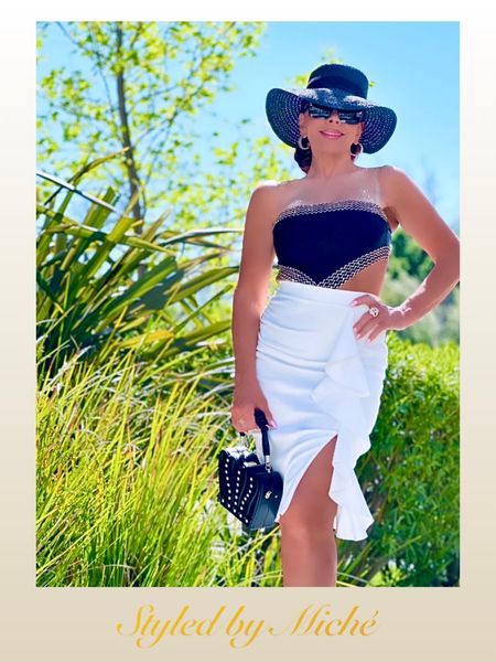 Black and Gold Vacation Style 

#ruffle #bodysuit #bag #hat #black 
#gold #skirt #amazon #Shein 
#over30fashion #over40fashion #elegant #classy 

#LTKworkwear #LTKSeasonal #LTKitbag