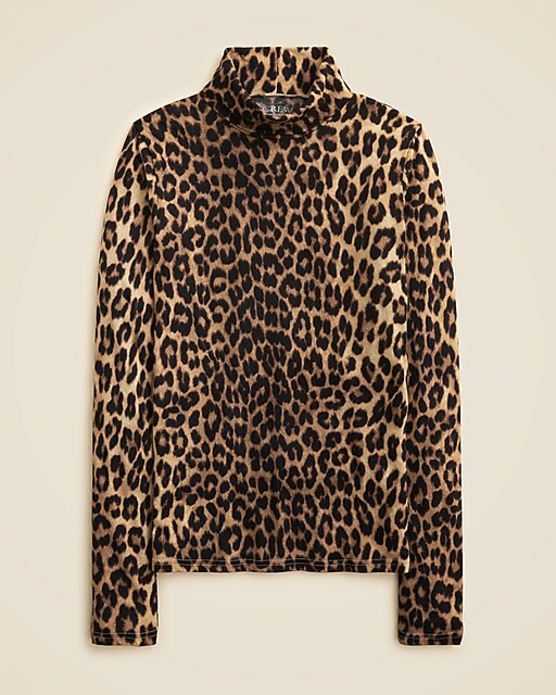 New feather jersey turtleneck in leopard print | J. Crew US